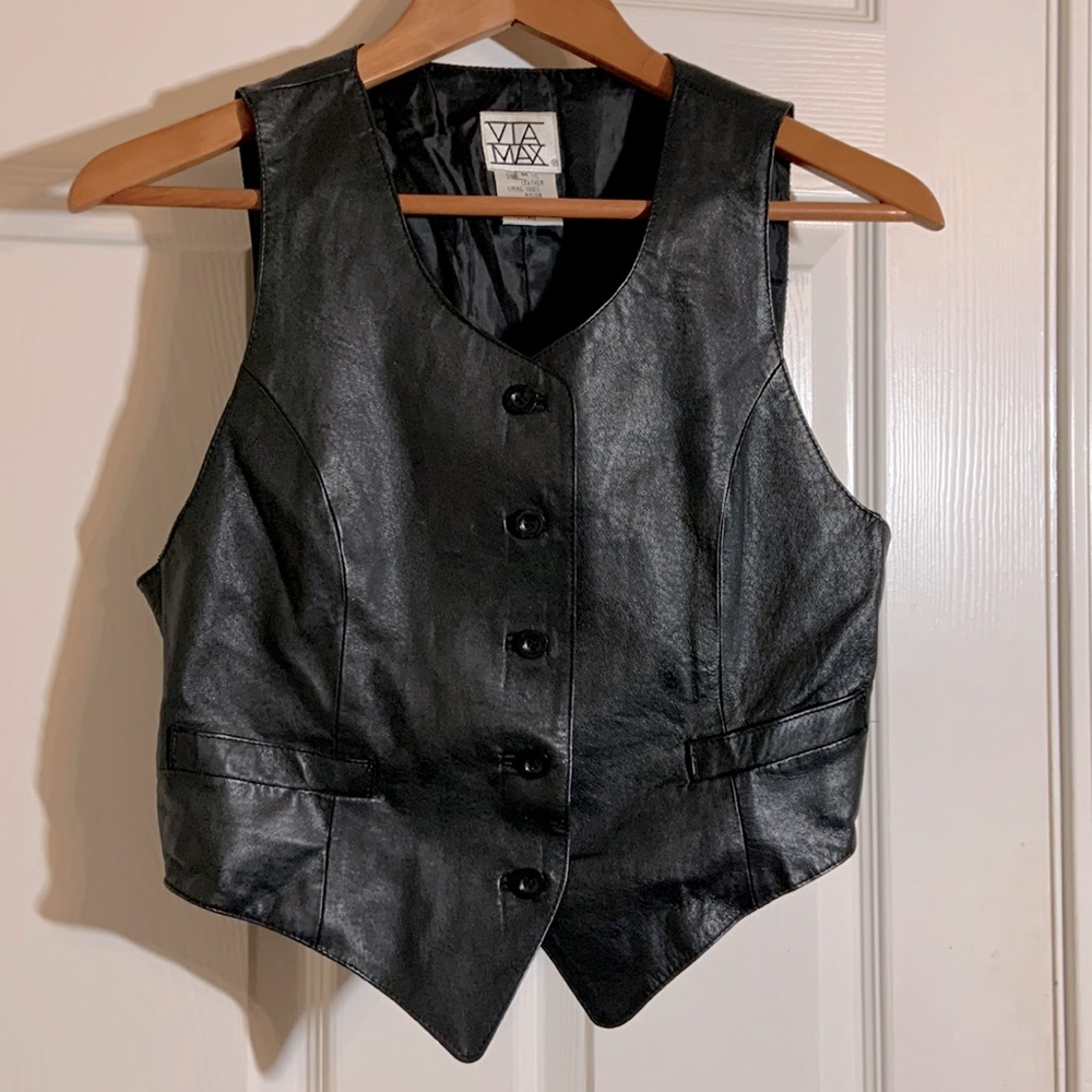 Black 100% leather vest